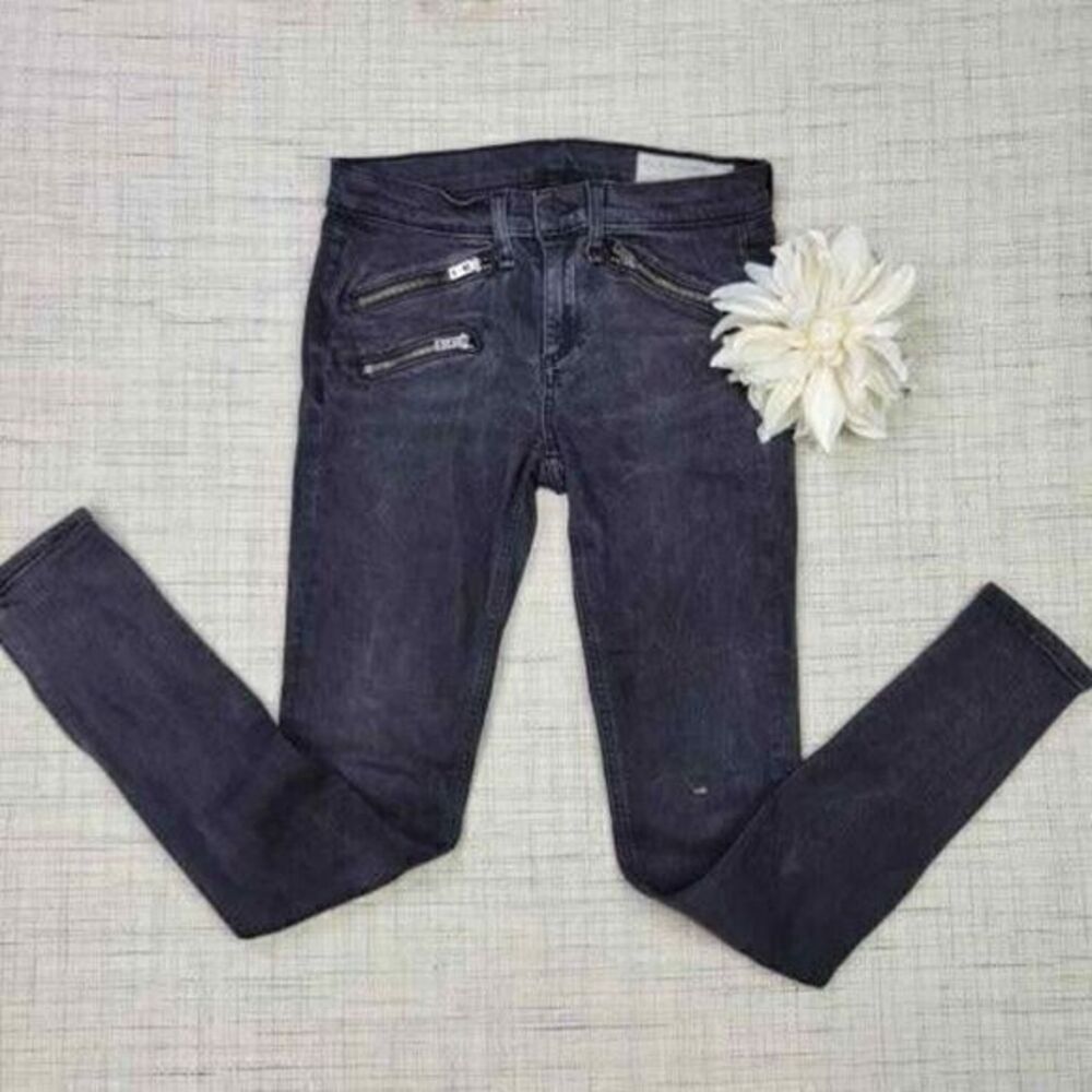 Rag & Bone RBW 23 Washed Black Skinny Ankle Jeans Size 26